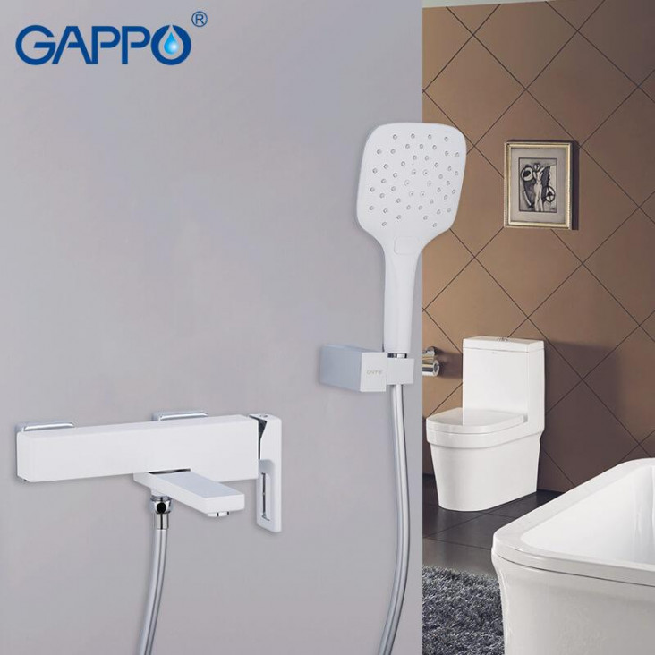 Змішувач для ванни GAPPO G3217-8, білий/хром фото