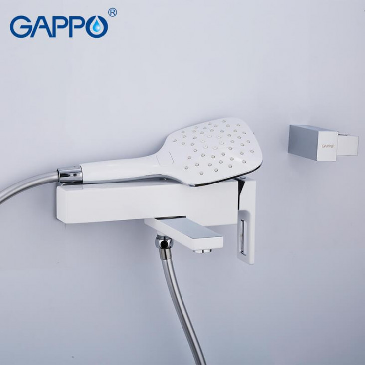 Змішувач для ванни GAPPO G3217-8, білий/хром фото