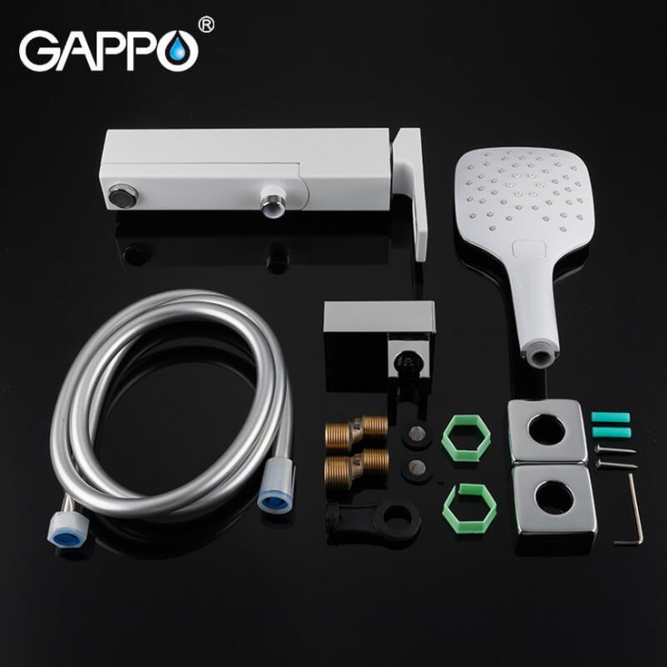 Змішувач для ванни GAPPO G3217-8, білий/хром фото