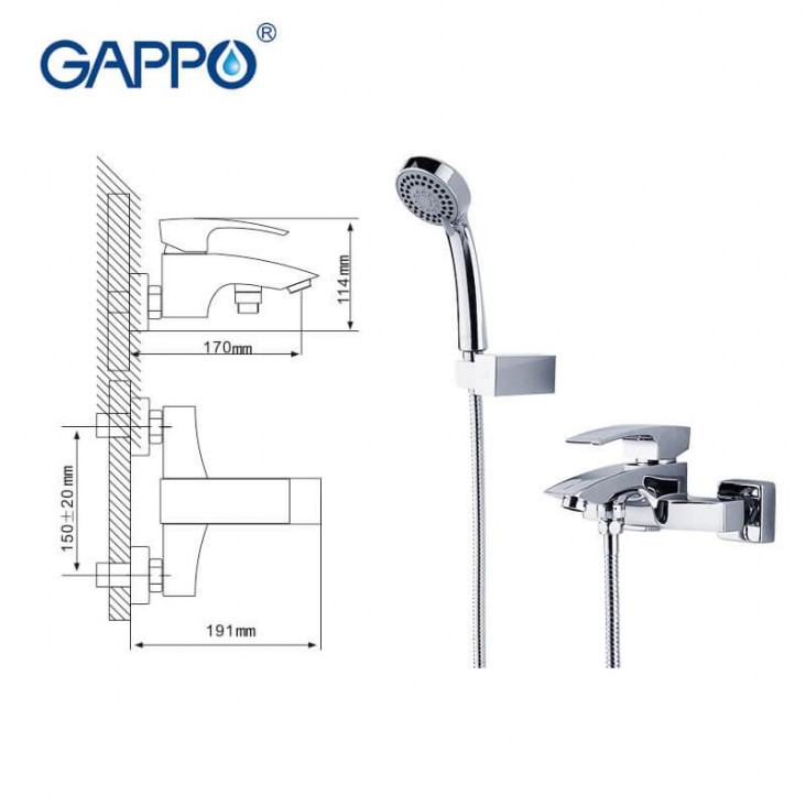 Змішувач для ванни GAPPO Jacob G3007, хром фото
