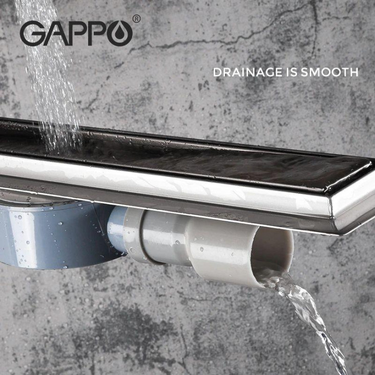 Трап для душу GAPPO G83007-4, 70х300 мм, нержавіюча сталь, під плитку, сатин фото