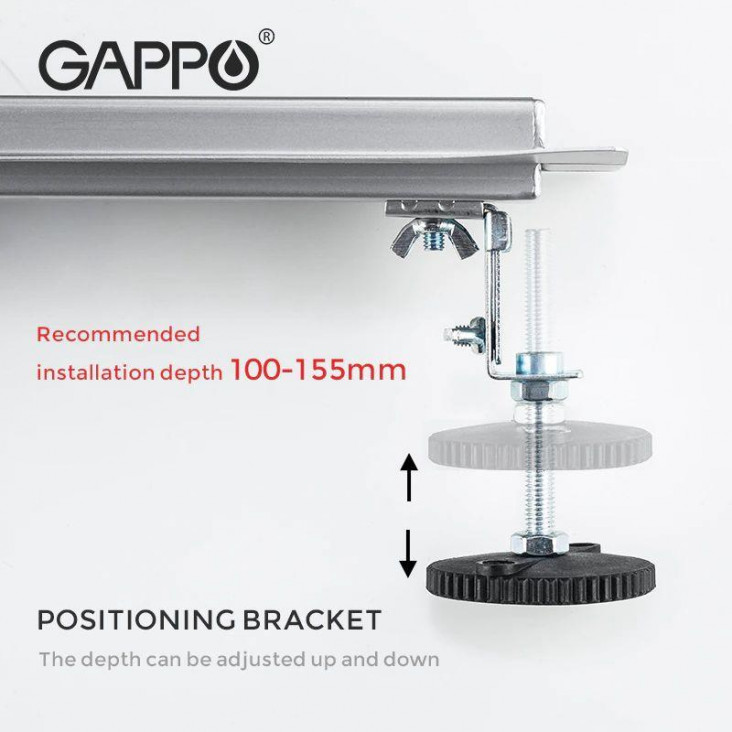 Трап для душу GAPPO G86007-4, 70х600 мм, нержавіюча сталь, під плитку, сатин фото