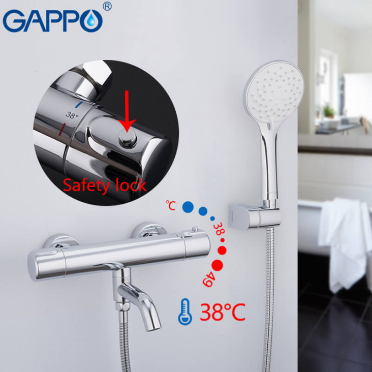 Змішувач для ванни з термостатом GAPPO G3290 фото